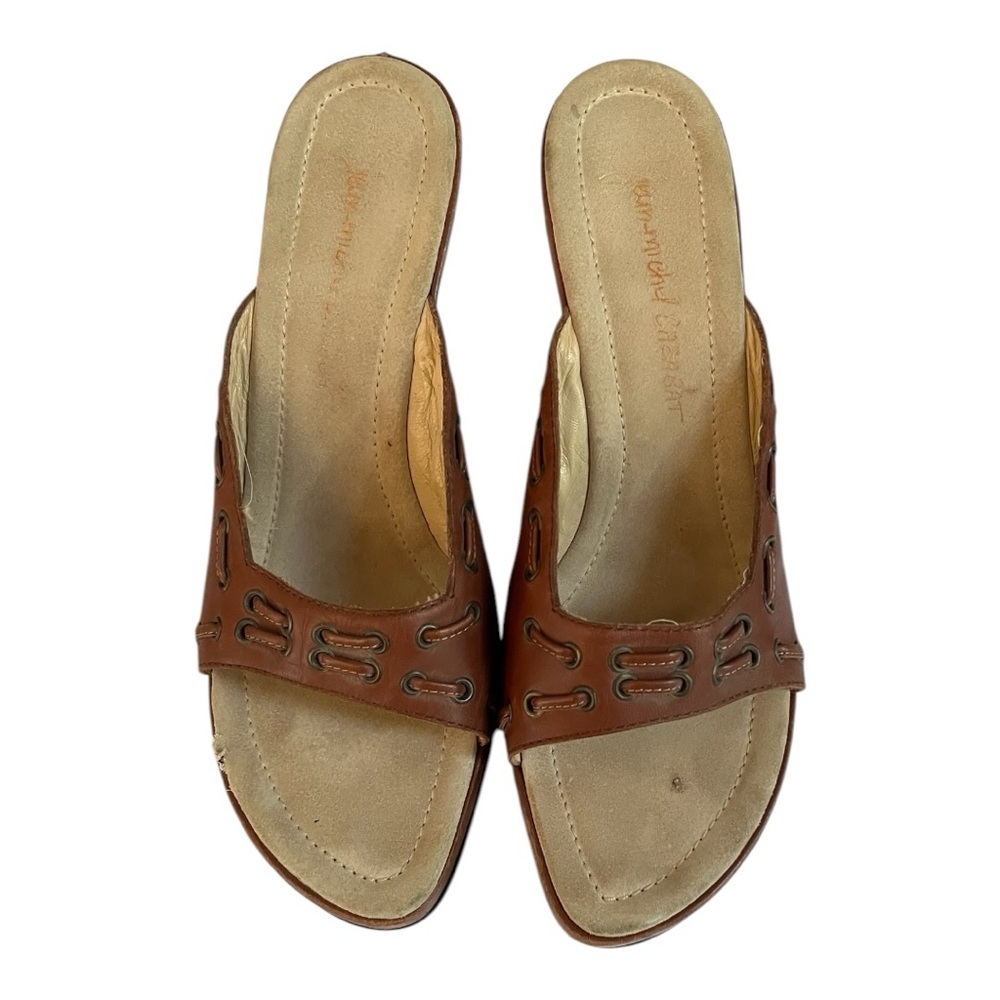 Jean Micheal Cazabat size 11  Brown Leather open toe platform slides